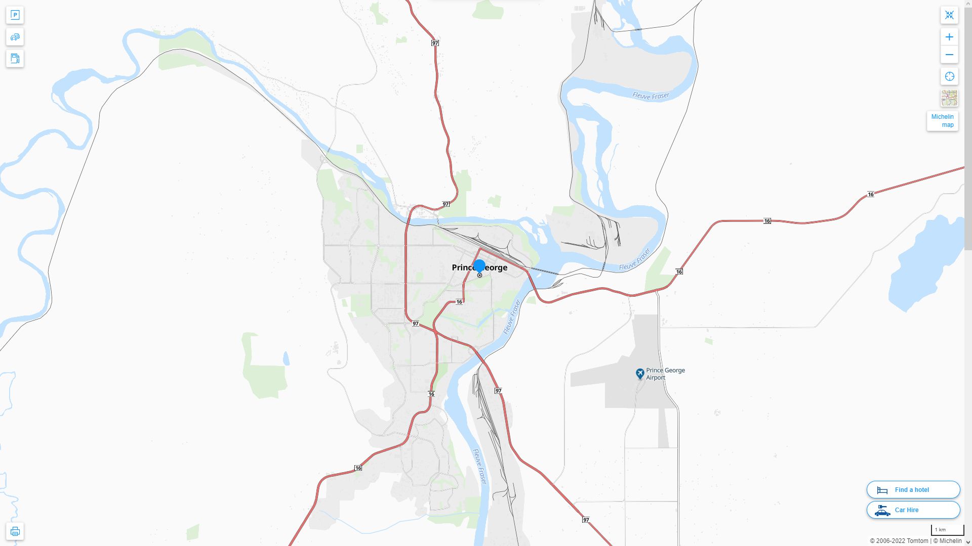 Prince George Canada Autoroute et carte routiere